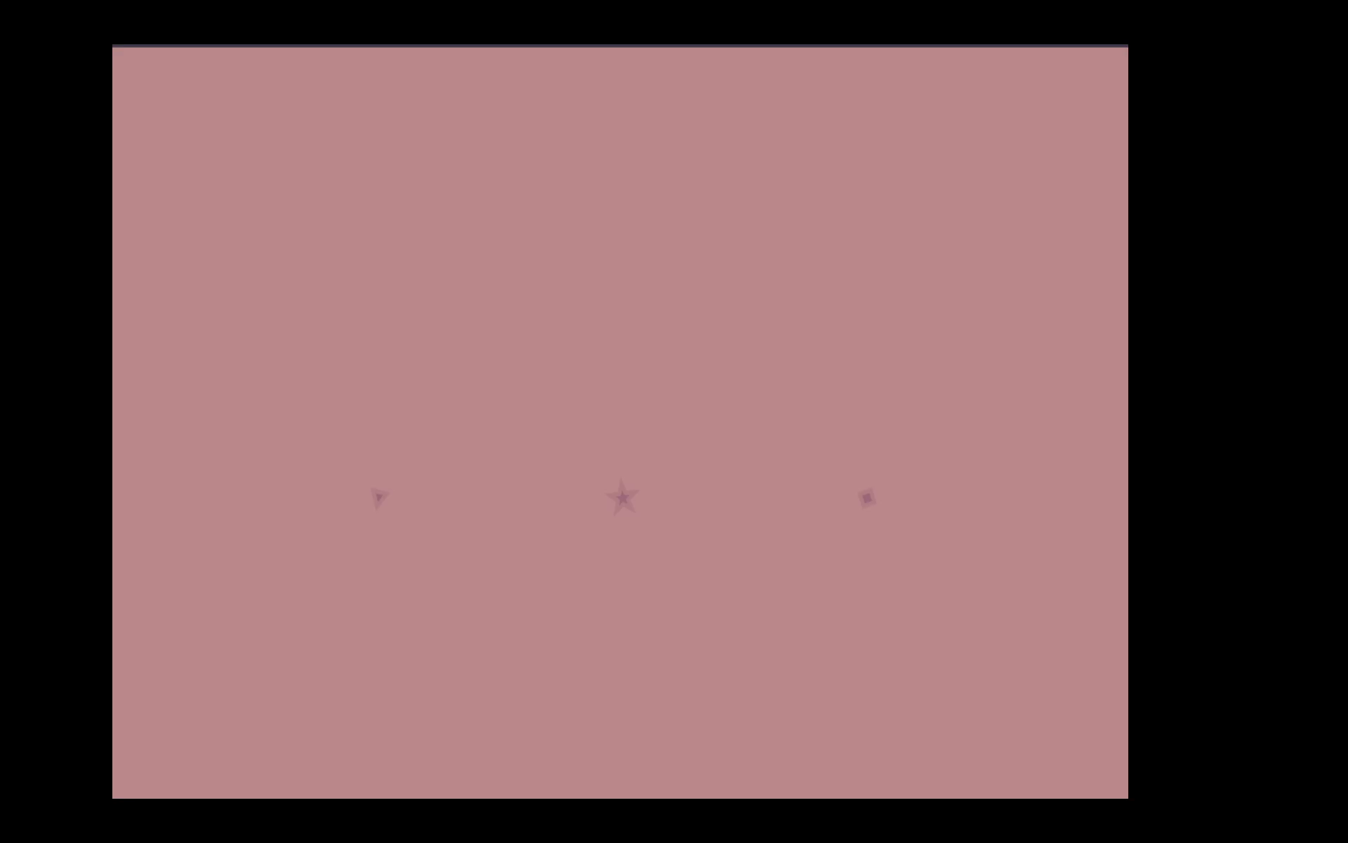 A triangle, star, and square appear side by side on a dusty rose background, each with soft animations—like shape evolution or transformation in progress.